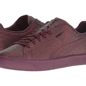 NEW Puma Clyde Sheer Animal Sneakers Burgundy SZ 9